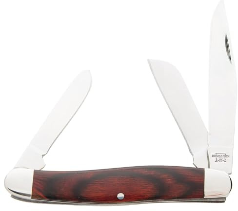Bear & Son Rosewood Large Stockman Pocket Knife – 3-7/8 Folding Multi-Blade Tool – High Carbon 440 Stainless Steel Blade – Classic EDC Multi-Tool for Hunting, Camping & Outdoor Use – Made in USA