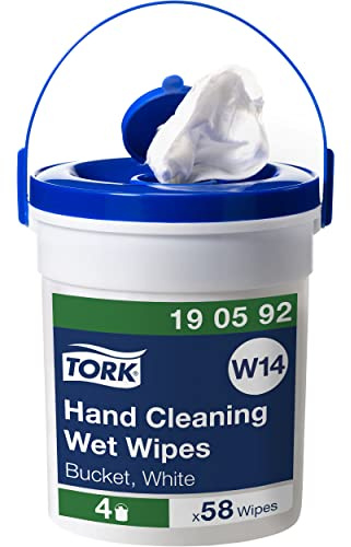 Tork Feuchte Handreinigungstücher W14, 4 × 58 Tücher, 190592 | im Spendereimer Weiß Ohne Duftstoffe