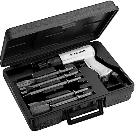 FACOM - Coffret Marteau Burineur - V.321AH - 1 Burineur Électrique, 1 Burin Découpe-Tôle, 1 Burin Découpe-Tôle à 2 Tranchants, 1 Coupe-Point de Soudure, 1 Burin Droit et 1 Poinçon Inclus
