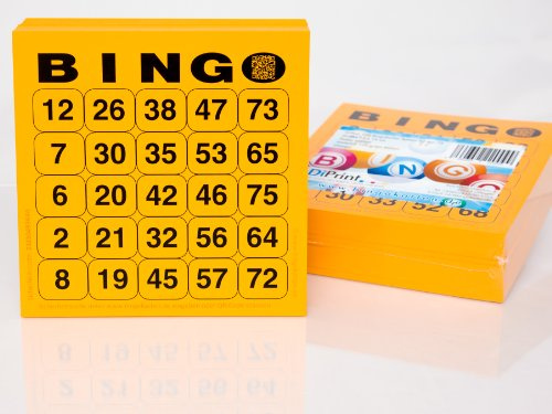 DiPrint 200 stora tryckta bingokort för seniorsystem 25 från 75 (orange)