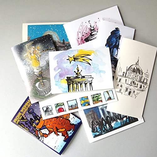 Überraschungspaket Weihnachtskarten, Set mit 10 verschiedenen Klappkarten mit Berlin-Motiven, inkl. weißen Umschlägen
