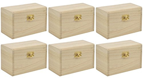 Eduplay Cofre del tesoro de madera para pintar Caja de recuerdos Pack de 6