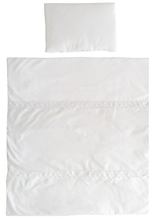 Vizaro - Edredón Minicuna y Almohada Cuna de Colecho - 100% Algodón - 70x80cm - Hecho UE, OekoTex - Bordado Blanco