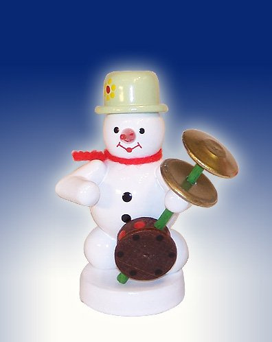 Rudolphs Schatzkiste Weihnachtsdekoration Schneemann mit Stampfgeige Höhe 8cm NEU Schnee Eismann Winterfigur Winterdekoration Figur Holz Seiffen Erzgebirge Holz Dekoration Weihnachten