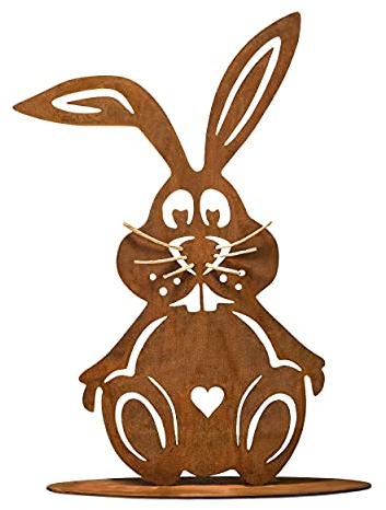 Rostikal Osterhase Schnurri - 30x19cm - Handgefertigte Edel-Rost Gartendeko aus Cortenstahl - Nachhaltige Oster-Deko für Frühling, Garten, Wohnzimmer, Balkon