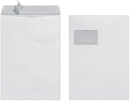 Herlitz Versandtasche C4 90 g Haftklebend mit Fenster, 25 Stück mit Innendruck in Folienpackung, eingeschweißt, weiß (10x 25 Stück)