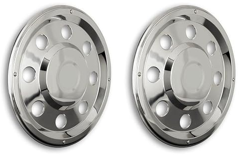 2X Radzierblenden Radkappen 19,5 Zoll gerade aus Edelstahl - mit Ringbefestigung - Hinterachse - universell passend für Stahlfelgen