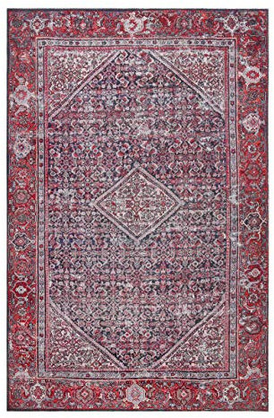 Wecon Home I Kurzflor Retro Teppich I Silhouette I Flashback WH-12193-01 I (120 x 170 cm, rot blau)