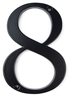 HASWARE Plaque de numéro de maison 4 pouces (10 cm) Numéros de porte modernes Plaque de signalisation Numéros d'adresse de la maison en alliage de zinc (8, Noir)