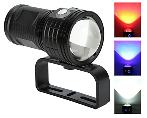 Kuuleyn Tauchen Taschenlampe, QX3 10800LM wasserdichte LED Taschenlampe COB Unterwasser 80M Fotografie Video Tauchen Fülllicht Taschenlampe für Outdoor Unterwasser Sport Under(Schwarz)
