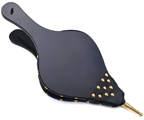 Bellows for Fire Pit Wood Stove Camping, Fireplace Blower with Hanging Strap, 19x 8Cast Nozzle Fireplace Bellows Outdoor and Indoor (Black)