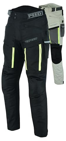 Texpeed Motorradhose Mit Protektoren Herren - Textil Wasserdicht Motorroller Motorrad Bikerin Mit Schutz Rüstung (EN 1621-1) - Sommer/Winter Schwarz - 6XL