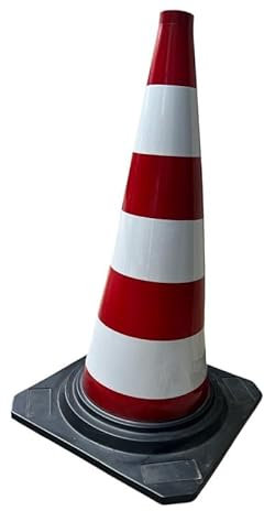 Cono stradale in gomma h 50cm USO DIURNO 3 fasce rifrangenti classe 1