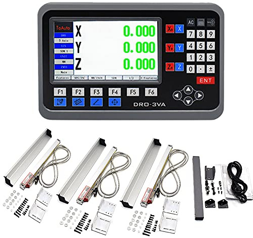 FASTTOBUY 3 Achsen Digitalanzeige-Kit 4 8 22 Digital Anzeige mit 3-Achsen DRO Linearmaßstab 100mm+200mm+550mm für Mühle, Bohrmaschine, EDM (Effektiver Hub: 100mm+200mm+550mm)