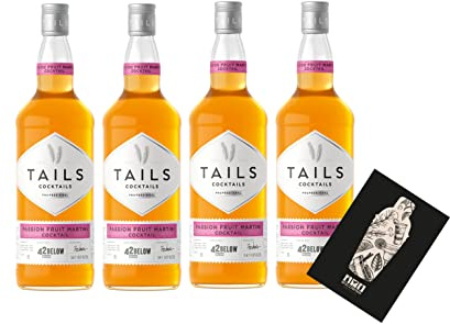 Tails Cocktails 4er Set Pornstar Martini 4x 1L (14,9% Vol) Fertig Cocktail Ready to Drink mit Mixcompany Grußkarte - [Enthält Sulfite]