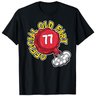 77th Birthday Official Old Fart Funny Red Whopee Cushion T-Shirt