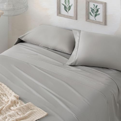 Burrito Blanco | Juego de sábanas 100% Algodón Satén 300 Hilos | Cama 180 cm (+Medidas Disponibles)| 3 Piezas (Encimera, Funda Almohada y Bajera) | Atelier Casa Color Gris 405 (180x190/200cm)
