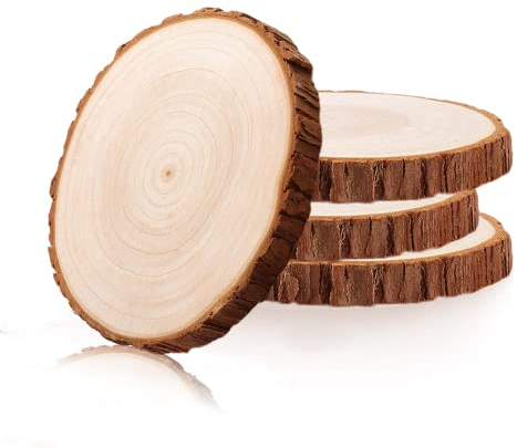 Huixinue 4 Stück Holzscheiben 17-18cm durchmesser ohne Loch,Unvollendete Holzkreise Baumscheibe mit 15 mm Dicke,geeignet für Brandmalerei, Zeichnen, mit Bindfäden und Krallennägeln.