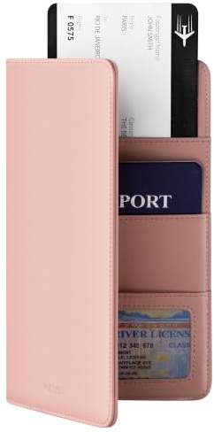 VULKIT Reisepasshülle Reisebrieftasche, Reisepasshülle aus Leder RFID-blockierender Reisedokumenten-Organizer für Frauen und Männer