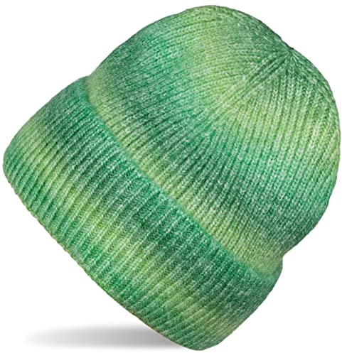 styleBREAKER Damen Strickmütze Farbverlauf Ombré | Breite 8 cm Krempe, Rippmuster, doppelt gestrickter Bund. 20,5 cm Höhe, 23 cm Weite (elastisch für 50-60 cm Kopfumfang).