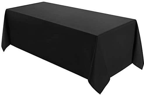 VidaFete 1 Pack Tablecloth 90 * 132inch Rectangle Table Cloth Polyester, Stain Wrinkle Resistant Polyester Dining Table Cover for Kitchen Dinning Party Wedding Tabletop Buffet Decoration(Black)