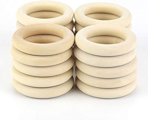 Perlin Holzring, Ø 68mm Holzringe Schmuck, 5stk Unvollendete glatten Holz Hoop, Gardinenringe für Gardinen, Vorhangringe, Ringe aus Holz