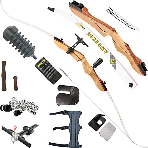 wolfman Recurvebogen Set Erwachsene 66/68/70 Zoll 12-40 lbs Recurve Bogen Set Praxis Bogen Wettbewerb Bogen Jagdbogen für Bogenschießen Club Schießwettbewerb Rechtshänder(Weiß Typ A, 66/16Lbs)