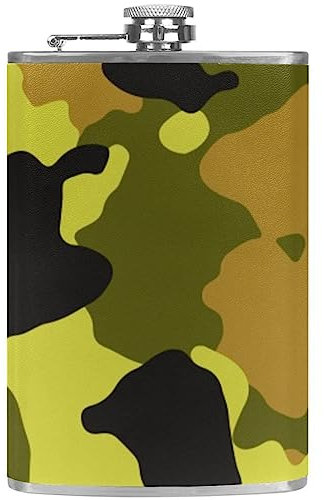 Flasque avec entonnoir Flacons personnalisés,Camouflage,Petit flacon portatif en acier inoxydable pour l'alcool