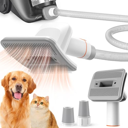 Afloia Brosse Aspirateur Chien, Brosse Poils Chat, kit de toilettage innovant pour animaux de compagnie, avec tuyau d'extension 1-1,5 et adaptateur