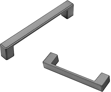 SZLXJMFL Schrankgriffe Grau, 2 Kabinett Möbelgriffe 128mm Modern, Massive Aluminium | Beschichtungsverfahren 96mm Bügelgriffe, Griffe für küchenschränke 192mm-150mm/6in