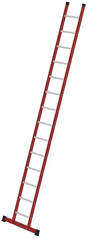 PROREGAL Sprossen-Anlegeleiter GFK/Alu mit Traverse | 14 Sprossen | Leiter, Teleskopleiter, Trittleiter, Bockleiter, Sprossen-Doppelleiter