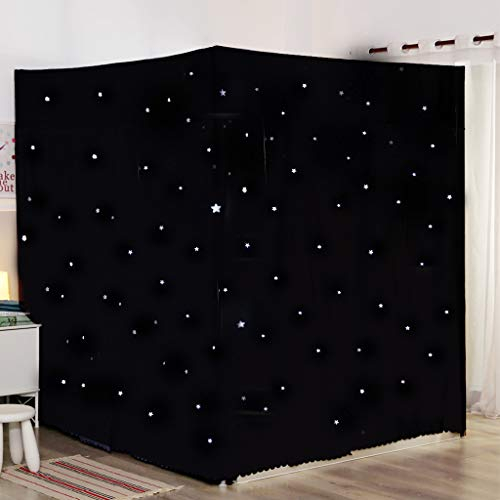 UNICOKA Niedliche Prinzessin mit hohlen Sternen, schwarzer 4-Eck-Pfosten-Betthimmel-Vorhang mit Schlafzimmer-Dekoration wie Sternenhimmel für Erwachsene, Mädchen, Jungen, Betthimmel, Kinderbett (sch