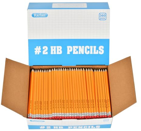 Rarlan Wood-Cased #2 HB Pencils, Pre-sharpened, 360 Count Bulk Pack