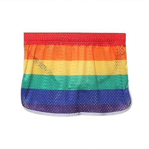 WSZJLN Intimo Sexy Uomo Boxer Culottes Mutandine Maglia Arcobaleno Interno Sospensorio Custodia per Pene Mutande Fibbia Boxershort-Arcobaleno-XL
