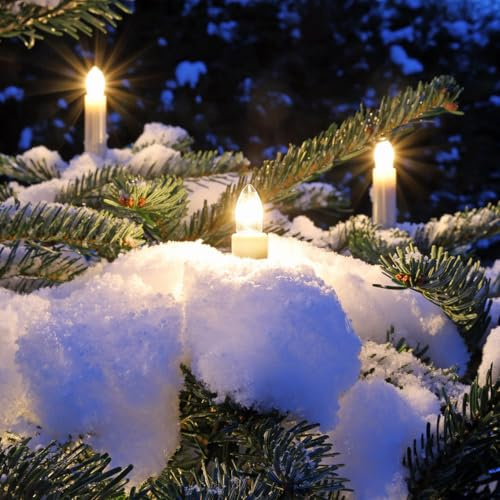 CLGarden Kerzen Lichterkette außen Original NARVA 30 Schaftkerzen mit Clip Weihnachtsbaum Beleuchtung wetterfest 30 Lichter Perlmutt