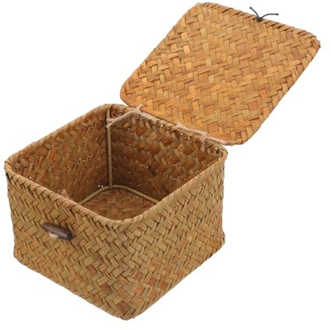 Operitacx Geflochtener Nadelkorb Mit Deckel Kompakter Desktop Aufbewahrungskorb Aus Sicherem Material Vielseitiger Organizer Für Nähzubehör Kosmetik Und Kleinteile Stabiles Handgefertigtes r