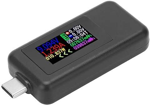 Yctze 2-in-1 USB C Power Meter with Voltage Current Tester, Voltmeter Ammeter Color Screen with DC4‑30V Range for Power Monitoring