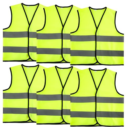 6 Pcs Kid High Vis Vest High Visibility Safety Vest with Reflective Strip Reflective Hi Vis Vest for Outdoor Activities (M, 7-9 years(120-130 cm))