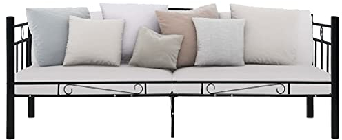 QZZCED Tagesbett Luxus-Betten Schlafzimmer-Betten Hotelbetten Tagesbett-Rahmen Schwarz Metall 90×200 cm für Schlafzimmer, Hotels, Wohnungen
