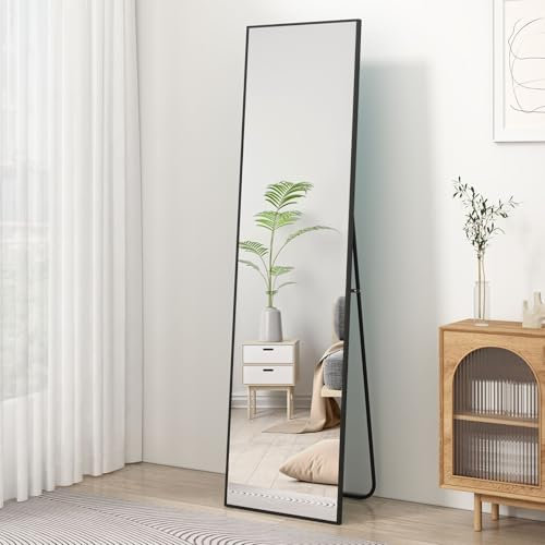 Dee.Romg Spiegel Groß 160x50cm Ganzkörperspiegel für Wand und Boden, Standspiegel und Wandspiegel in einem Groß Mirror in Schwarz Spiegel für Schlafzimmer, Ankleidezimmer, Flur und mehr