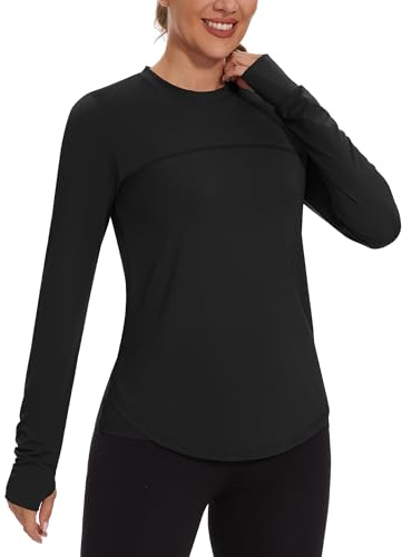 Gyabnw Sportshirt Damen Langarm Activewear T-Shirts UPF 50+ UV Schutz Mit Daumenloch Rashguards Sportshirt Outdoor Kleidung