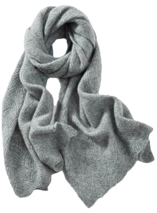 Rfmfkkg Damen-Schal, einfarbig, gestrickt, weich, warm, Kaschmirschal, lang, Kaschmirschal, grau, One size
