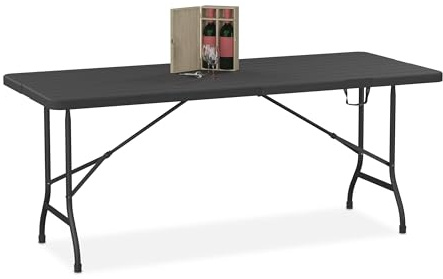 Relaxdays Gartentisch klappbar, HBT: 73 x 180 x 74 cm, schwarz | Campingtisch