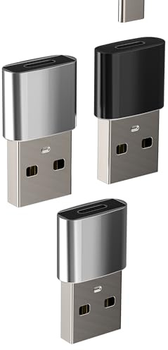 Adaptador USB C tipo C hembra a USB A macho, adaptador de cargador (3 unidades) para Apple iPhone, iPad, enchufe de carga rápida compatible con Samsung Converter Car 3.0, accesorios de alimentación,