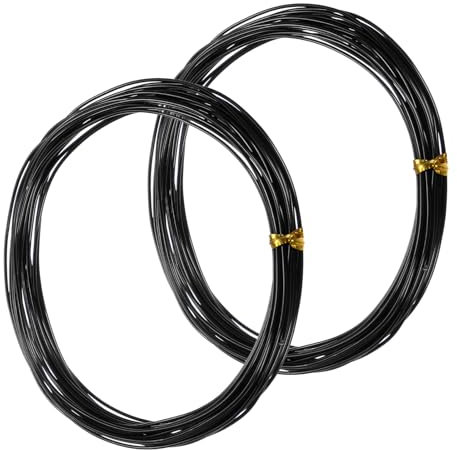 M METERXITY 2-Rotoli 1mm Filo Allenamento Bonsai, 32.8Ft Totali Filo Alluminio Anodizzato Bonsai per Forma Alberi Bonsai/Fissaggio Rami/Trattenimento Tronco/Artigianato[16.4ft Ciascuno, Nero]