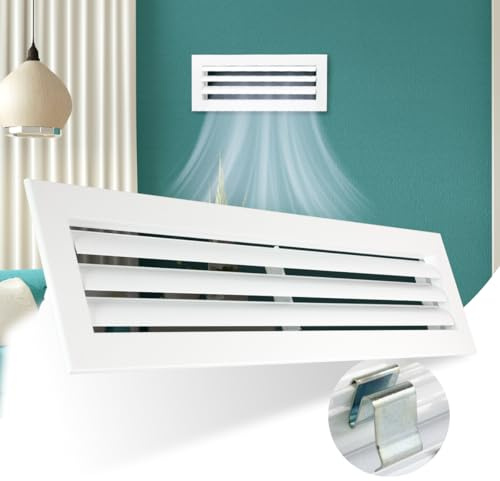 Rejilla Ventilacion Rectangular Blanca Lama Curva Horizontal para Aire Acondicionado (300x100) Conductos Aire Central de Aluminio Resistente Rejillas de Ventilación para Salida de Aire Acondicionado