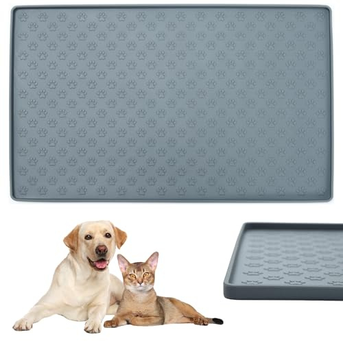 Futternapfmatte für Katzen und Hunde, Futternapfmatte, Matte für Hundefutter, Silikonmatte, wasserdicht, rutschfest, erhöhter Rand (55 x 40 cm)