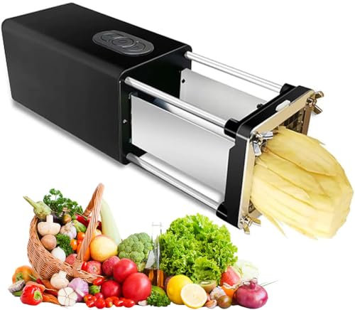 ZbOLi Commercial Potato Cutter Machine, Stainless Steel Electric French Fry Cutter with 9mm, 12mm Blade, Automatic Kitchen Restaurant Chipper Slicer Chopper, for Potatoes, Carrots, Cucumbers black