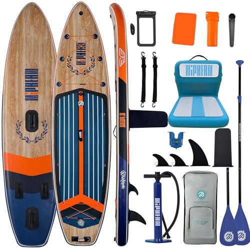 Niphean (Extra Groß) Stand Up Paddling Board, SUP für 2+1 Personen/Familien, SUP Board mit (Anfängergeeignet) Balancierflügel, wasserdichte Handyhülle, Stand Up Paddle Board for Adults, Geschenkideen