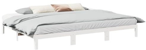 vidaXL Familienbett ohne Matratze Weiß 240x200 cm Massivholz Kiefer, Bett, Familien-Bettrahmen, Bettgestell, Familien-Bettgestell, Bettrahmen